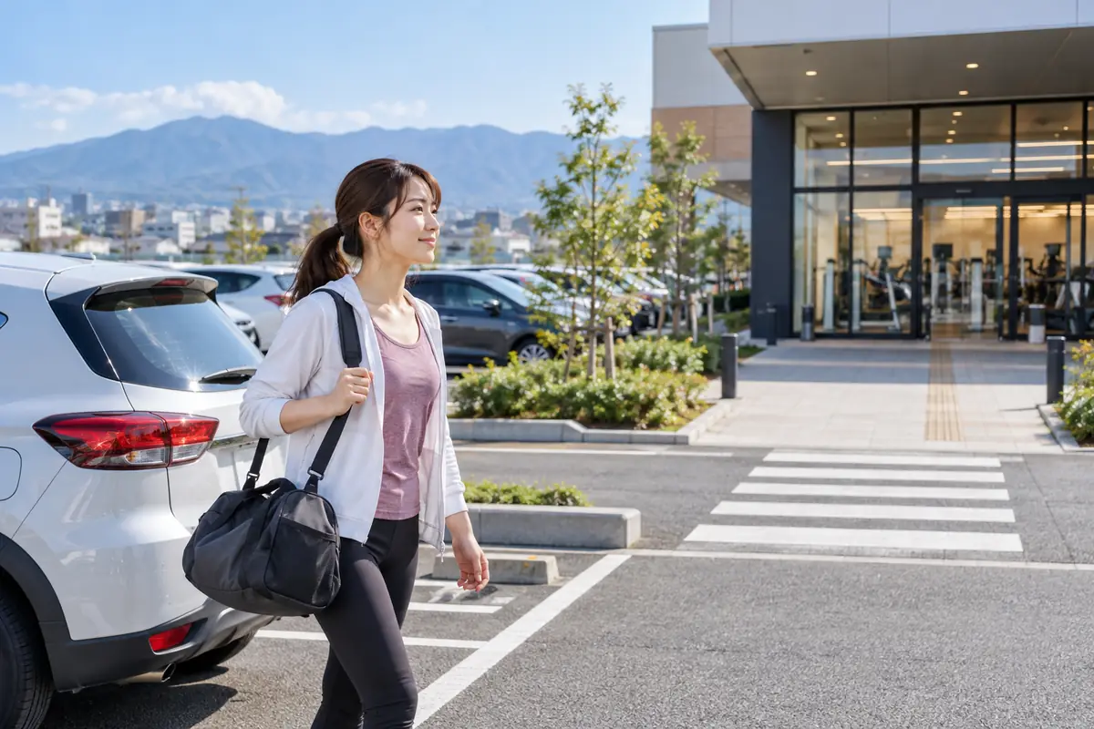 前橋で車を使ってジム見学へ向かう初心者のイメージ